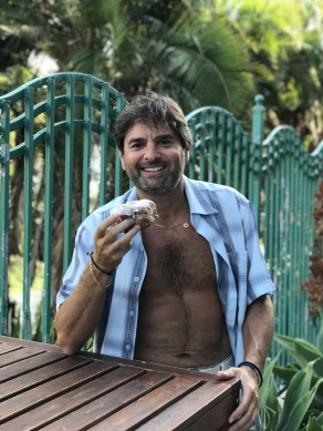 David Lieber a Super hot guy eating donut