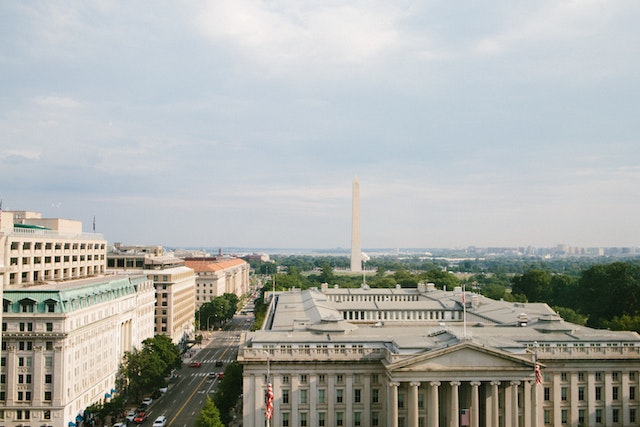 Grey concrete buildings in Washington, DC