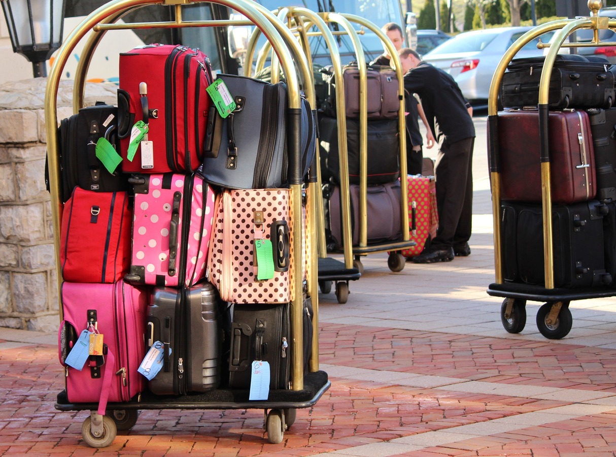 Suitcases all piled up