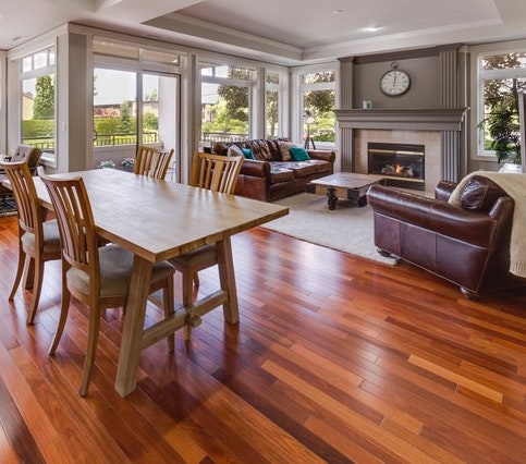 leather furniture in the background of a home