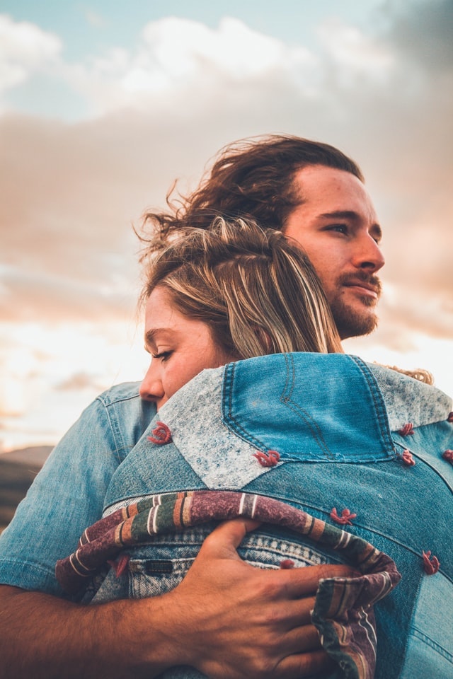 A couple hugging in a relationship